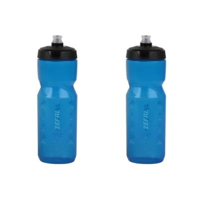 Image de ZEFAL Pack Sense Soft 80 Bidon Velo et VTT Lot de Deux Gourdes Sport Souples Inodores Eau Sans BPA Tetine Silicone Bleu Transparent, 2 x 800 ml