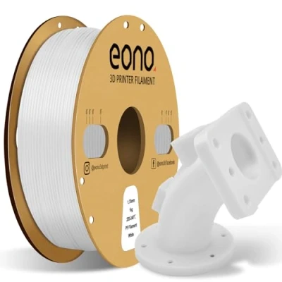 Image de Eono Filament PP de 1,75 mm pour imprimante 3D, semi flexible et ultra résistant, blanc, 1 kg