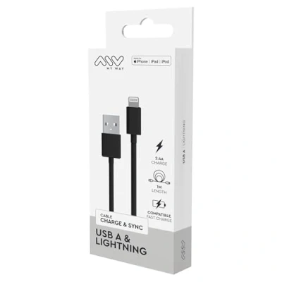 Image de MYWAY CABLE USB A LIGHTNING 1M NOIR