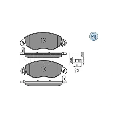 Image de MEYLE 025 234 3418/PD Jeu de plaquettes frein PD Quality Essieu avant avec indicateur d&#039;usure tôle anti bruit FORD: Transit Mk5 Van