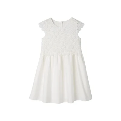 Image de VERTBAUDET Robe de cérémonie Effet 2 en 1 Superposition macramé Fille Ivoire 12A