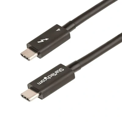 Image de StarTech.com Câble Thunderbolt 4 de 1m 40Gbps 100W Power Delivery Vidéo 4K/8K Cordon Certifié par Intel Compatible avec USB 4/TB3/USB 3.2/USB C/DisplayPort (TBLT4MM1M)