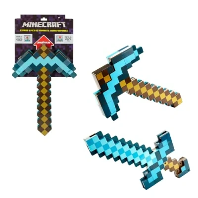 Image de Mattel Minecraft Épée/Pioche jouet transformable pour enfant, accessoire jeu de rôle FCW14