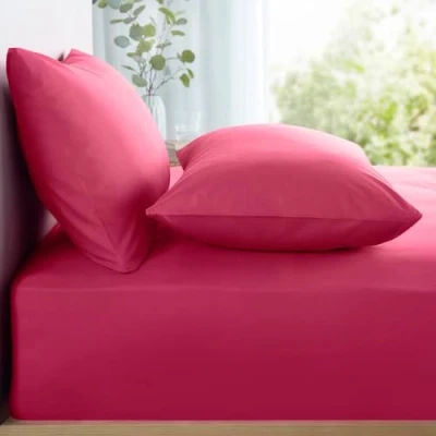 Image de Appletree Drap Housse Rose Vif Super King Size 182 x 200 28 cm Uni 100% Coton Couleur vive Fluo