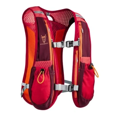 Image de UTOBEST Running Backpack Sac à Dos Fonctionnel léger d&#039;hydratation Pack 5.5L (Rose Rouge)…