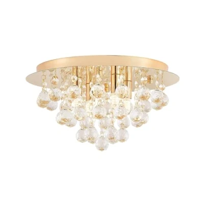 Image de Lindby Plafonnier Gillion à intensité variable en Doré Cristal e. a. pour Salon &amp; Salle manger (à 4 lampes, G9), cristal, plafonnier, lampe