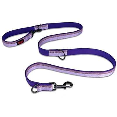 Image de Laisse Double HALTI éducative pour Chien avec Coutures Réfléchissantes Confortable à tenir longueur réglable. Convient La Marche Quotidienne et Le Dressage (Taille L, Violet)