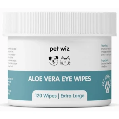 Image de pet wiz Lingettes pour Les Yeux à l&#039;aloe Vera Nettoyer Chiens et Chats Taille XL (120 Lingettes)