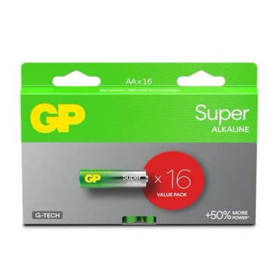 Image de Piles AA Lot de 16 GP Super Stilo Alcaline 1,5 V/LR06 Longue durée Vie