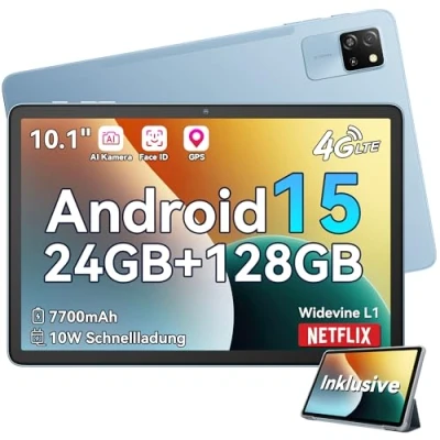 Image de Blackview Tab60 Pro Tablette Android 15 10 Pouces, 24 Go RAM + 128 de ROM (2 to TF), 4G LTE+5G WiFi, PC, Octa Core, 7700 mAh, Widevine L1 HD, Face ID/GMS/GPS