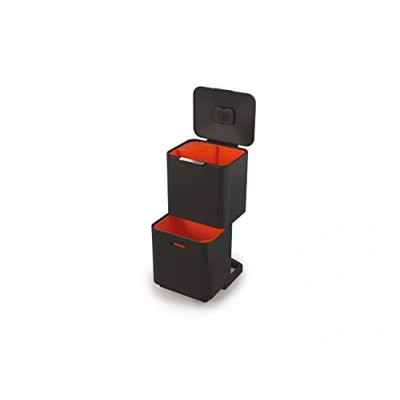 Image de Joseph Totem Max Poubelle de cuisine pour le tri et recyclage des déchets, avec bac à compost intégré filtre charbon actif remplaçable, capacité 60 litres, Noir