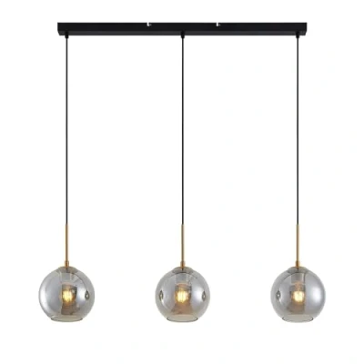 Image de Lindby Suspension en Verre Hiwana à intensité variable (Moderne) Gris e. a. pour Salon &amp; Salle manger (à 3 lampes, E27), Luminaire, Lampe plafond, Luminaire Plafonnier,