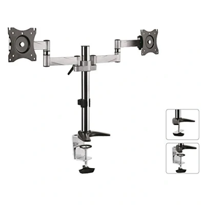 Image de Kit de montage Maclean MC 714 Fixation par pince 2 bras ajustables 13&quot; 27&quot; Aluminium noir et argenté