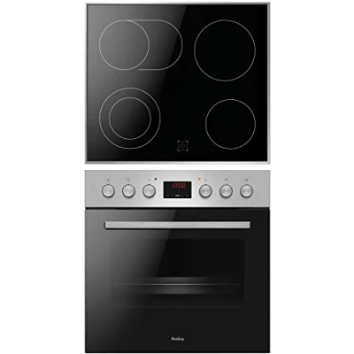 Image de Amica ACHE 9335 E Cuisinière avec chaleur tournante/Four plaque de cuisson et cadre en acier inoxydable/Minuterie/Nettoyage à la vapeur d&#039;eau