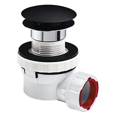 Image de Wirquin 30723978 Ensemble bonde et siphon ultra compact pour lavabo Nano 6.7, noir blanc