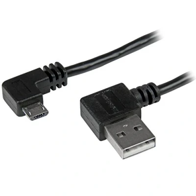 Image de StarTech.com Câble USB A vers Micro B de 1 m avec connecteurs coudés à angle droit Cordon M/M Noir (USB2AUB2RA1M)