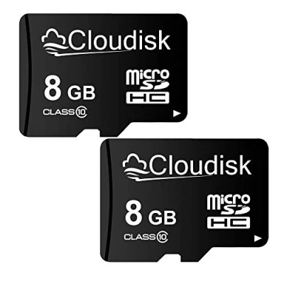 Image de Cloudisk 2 Packs de 8 Go Carte Micro SD mémoire microSD Classe 10 avec Adaptateur (2 Go)