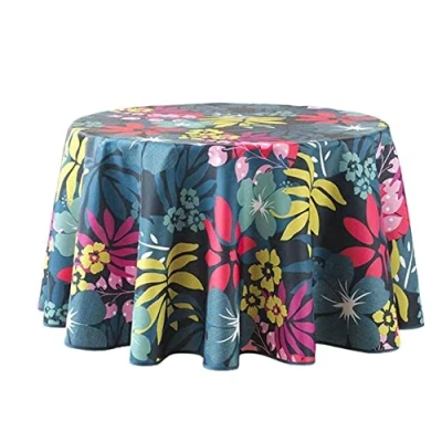 Image de douceur d&#039;intérieur, Nappe Ronde (Diamètre 180 cm) Hawai Bleu, Polyester Imprimé