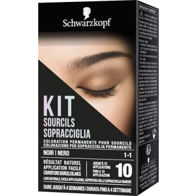 Image de Schwarzkopf Kit Sourcils Coloration Permanentes Résultat Naturel Longue Durée Couverture Blancs Application Facile Noir
