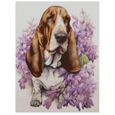 Image de Kit de broderie au point croix Motif chien Basset Hound, My Good Boy, 100 % coton, 150 x 190 points, 26 37 cm