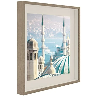Image de BD ART Cadre photo 3D, 50 x cm, avec passe partout, 40 carré à remplir, plus profond pour objets, photos, souvenirs de 3 tenture murale, chêne truffe