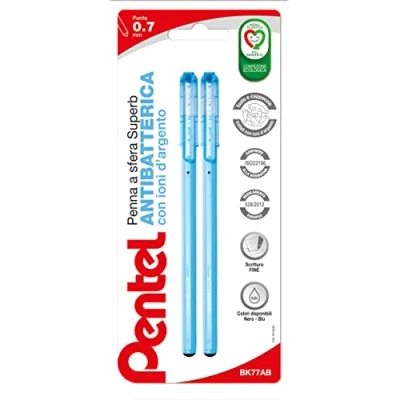 Image de Pentel BK77AB Superb Antibacterial+ Stylo à bille 0,7 mm noir, 2 pcs