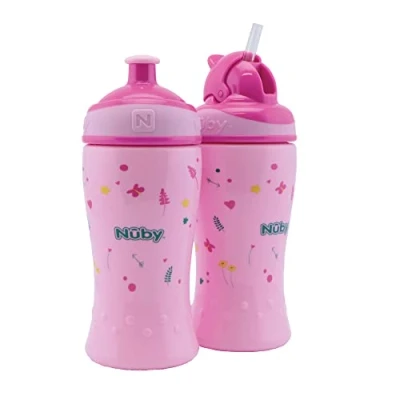 Image de Nuby Doublepack Lot de 2: Gobelet Flip it préscolaire 360 ml bleu 12m+ / à débit libre Pop up Rose 18+ months