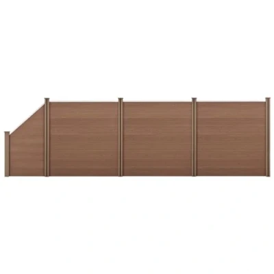 Image de NEU.HOLZ Clôture Brise Vue Vent Bois Composite (WPC) Quadratique et Oblique Brun 183 x 625 cm