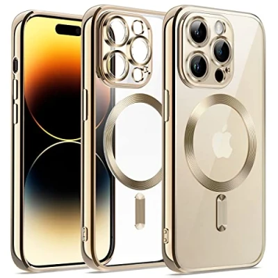 Image de JETech Coque Souple Clair pour iPhone 14 Pro 6,1 Pouces, Protection Complète d&#039;Objectif de Caméra, Compatible avec MagSafe Recharge sans Fil, Étui Housse en TPU Galvanisé Antichoc (Or)