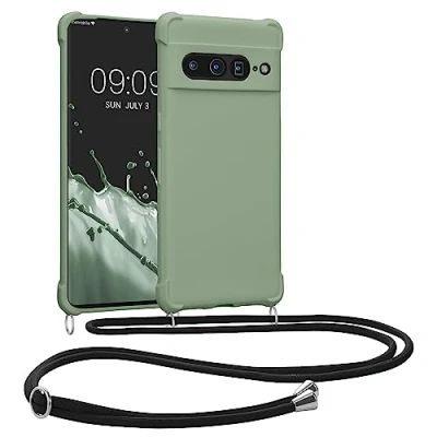 Image de kwmobile Coque Collier Compatible avec Google Pixel 7 Pro Housse en Silicone Vert Gris