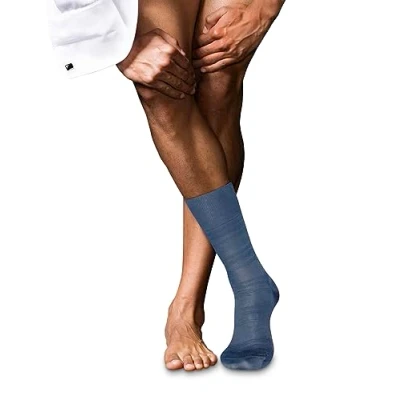Image de FALKE Highshine M SO soie coton motif fantaisie 1 paire, Chaussettes Homme, Bleu (Bluestone 6067), 45 46