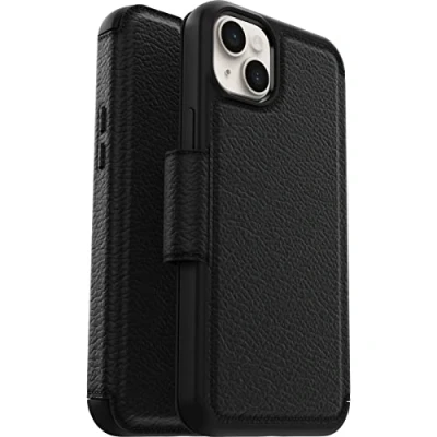 Image de Coque Apple iPhone 14 Plus Cuir véritable OtterBox portefeuille Étui téléphone Noir Shockproof