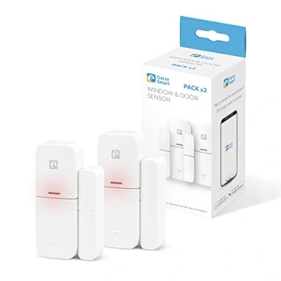 Image de Garza 401285 401280 Smarthome Lot de 2 capteurs d&#039;ouverture Portes et fenêtres radiofréquence pour kit d&#039;alarme, télécommande Via Application iOS/Android, Blanc