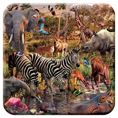 Image de 3D LiveLife sous Verre en Liège Abreuvoir de Deluxebase. Dessous lenticulaire Lion. Antidérapant avec Illustrations Originales Licence L&#039;Artiste renommé David Penfound