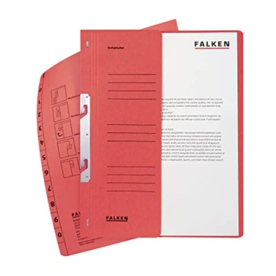 Image de Falken Réf. 80004005001F Carton de 50 chemises à crochet A4 1/2 VD KH Rouge