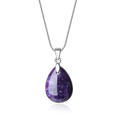 Image de COAI Collier Argent 925 Pendentif Goutte d&#039;eau Charoïte Femme