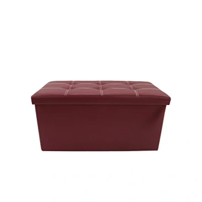 Image de Rebecca Mobili Banc de Stockage Pouf Similicuir avec Couvercle Chambre Entree Récipient Salon 37 x 76 38 cm (H L P) Art. RE6158
