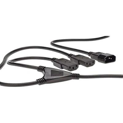 Image de DIGITUS Rallonge pour câble d&#039;alimentation 1.7 m C14 sur 2X C13 mâle/Femelle/mâle H05VV F3G 1.0 mm² &amp; 0.75 mm². AK 440400 017 S Noir