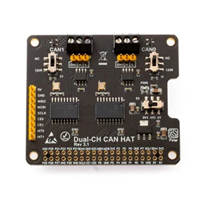 Image de XICOOLEE Dual CH,CAN Bus Extension HAT pour Raspberry Pi, avec interface de communication CAN 2 canaux, double puce MCP2515 et ATA6561