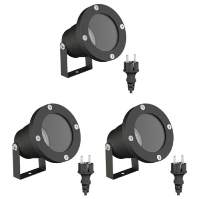 Image de ledscom.de 3 projecteurs de jardin DUK pour l&#039;extérieur, IP65, fiche, noir, 1x GU10 max. 15W