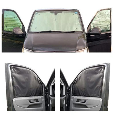 Image de Stores Thermiques Compatible avec Citroen Berlingo (2008 2018)(Ensemble Complet + hayon fenêtres de Toit) Couleur la Doublure Charbon, Réversible
