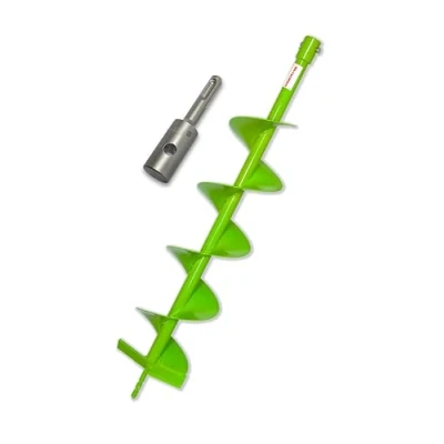 Image de WERHE® Profi drill acier massif, foret de terre pour perceuse 150 mm extrêmement robuste avec adaptateur SDS Plus pieu puits pointe précise.
