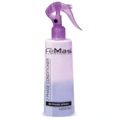Image de FemMas Bi Phase Keratin Leave In Après shampoing en Spray 300 ml I hydratant 2 phases de soin capillaire sans rinçage Pour cheveux abîmés et Cure anti frisottis