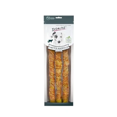 Image de Dokas Dog Snack Rouleau à mâcher en peau de bœuf avec poulet 1 m 8 x 315 g