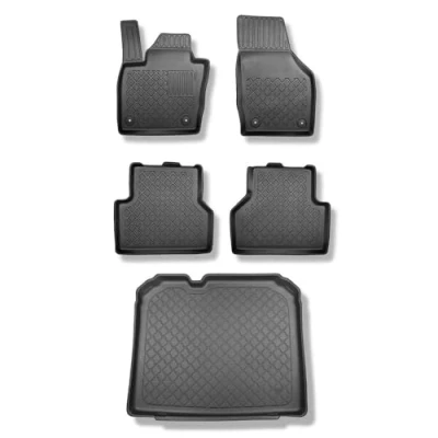 Image de Mossa Ensemble: Tapis de Voiture en TPE + Coffre adapté pour Audi Q3 SUV (08.2011 06.2018) inférieur; sans Roue Secours à Usage temporaire; Aussi la Version Quattro G