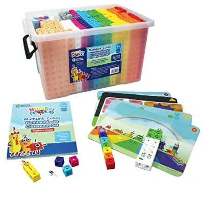 Image de Learning Resources Kit pour la classe de cubes MathLink Numberblocks , matériel pédagogique mathématiques, guide l’enseignant 88 pages inclus avec 60 leçons 15 minutes, à partir 3+