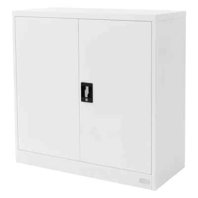 Image de Armoire de Classement Verrouillable ML DESIGN Blanc en Acier 2 Portes Etagères 90x40x90 cm