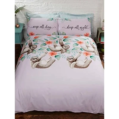 Image de Rapport Parure de lit Paresseux, Polycoton, Lilas, Simple