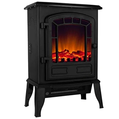 Image de Deuba® cheminée électrique Effet Flamme 2000 W 2 Niveaux de Chauffage soufflerie radiateur Chauffant LED décoration Noir