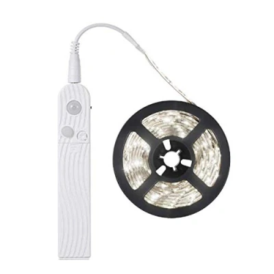 Image de FOLGEMIR 1m Bande LED avec détecteur de mouvement, veilleuse à piles capteur PIR, éclairage placard, étanche IP65, (Blanc froid 6000K, 1m)